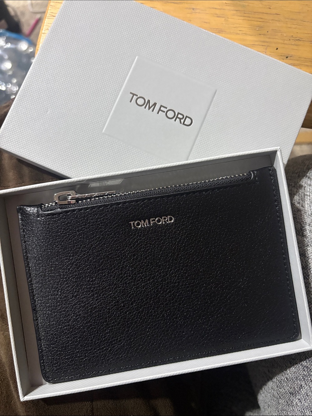 New tom ford black slim pouch in box